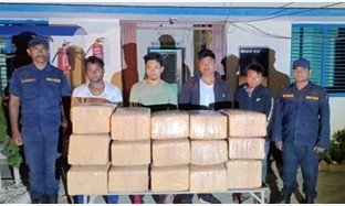 बारामा २२५ किलो गाँजासहित ४ जना पक्राउ, ट्याक्टरमा फल्स बटन बनाएर तस्करी